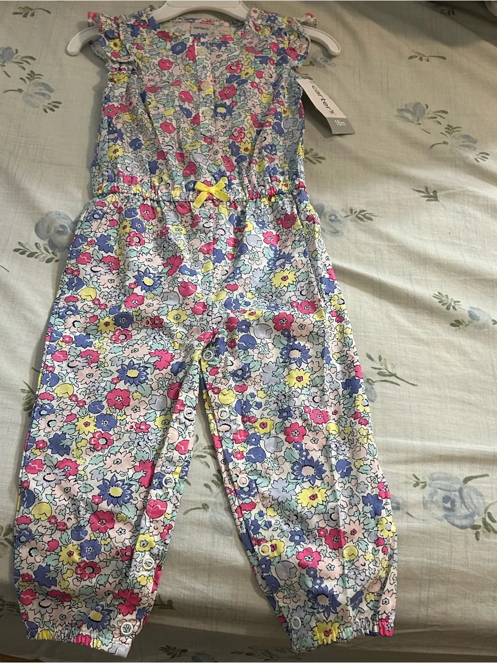 NWT Carter's Floral Sleeveless Jumpsuit in Pink, Blue & Yellow- 18M